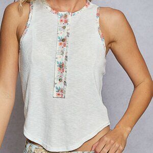 Floral Trimmed Tank POL